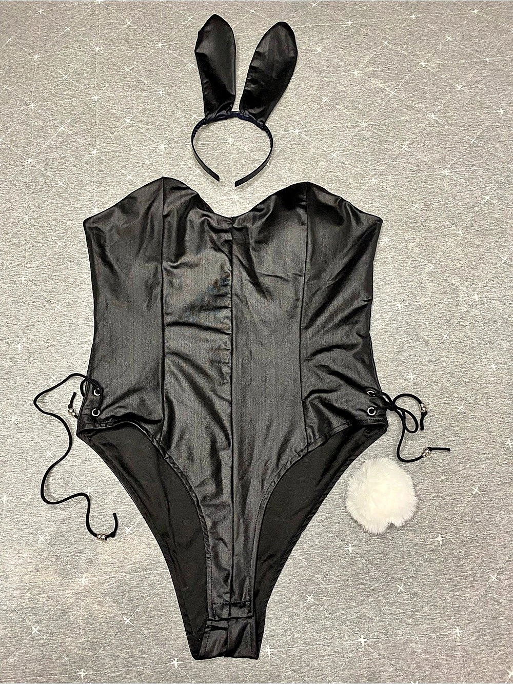 Black Bunny Costume Bodysuit XXL